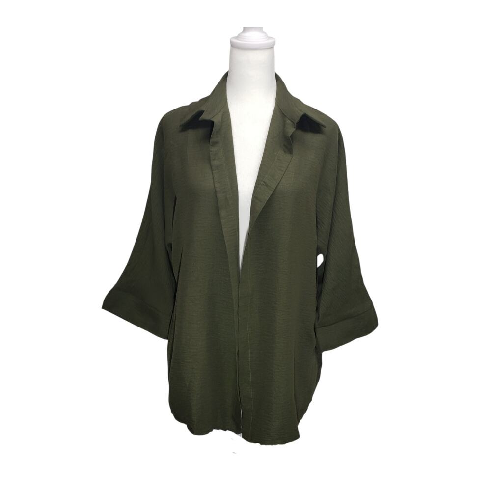 Aimage Olive Green Beach Cover Up Tunic Cardigan Boho Minimalist Small New